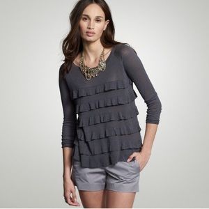 J Crew 3/4 Sleeve wool cotton sweater ruffles